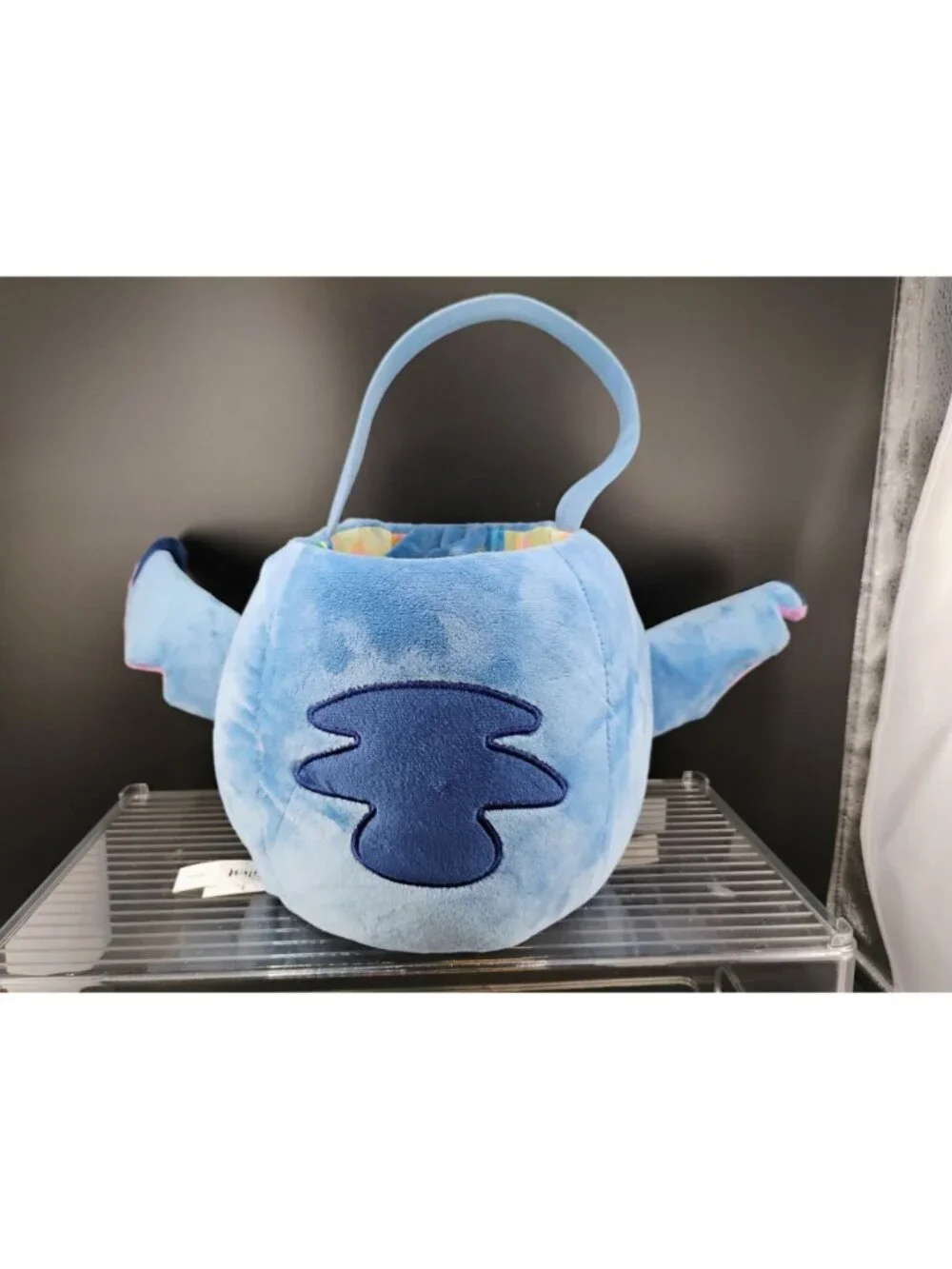 Disney Store Stitch Plush Easter Basket With Handle & Lined Interior